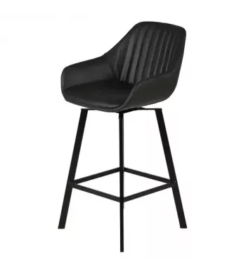 Chaise hauteur plan de travail pivotante noir vieilli - MOSS