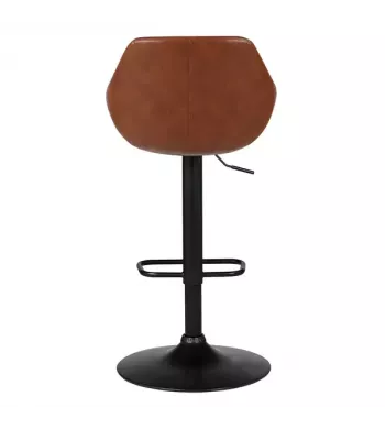 Chaise hauteur plan de travail pivotante PU marron pied piston noir - MOSS