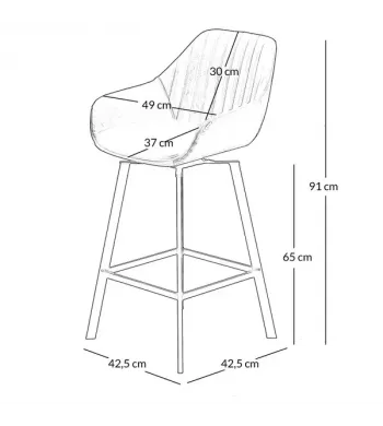Chaise hauteur plan de travail pivotante grise claire - MOSS