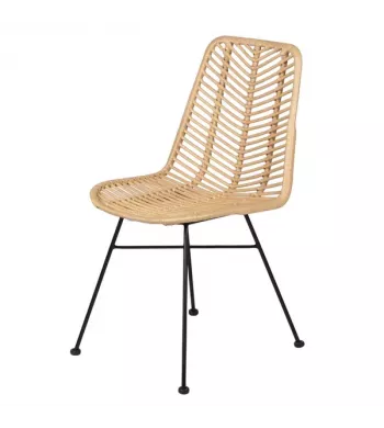 Chaise repas en rotin et métal noir - MYMY