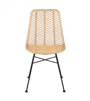 Chaise repas en rotin et métal noir - MYMY
