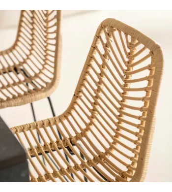 Chaise plan de travail en rotin et métal - MYMY