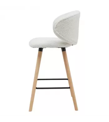 Chaise de bar tissu effet laine bouclette blanc - TIAGO