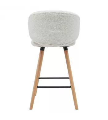 Chaise de bar tissu effet laine bouclette blanc - TIAGO