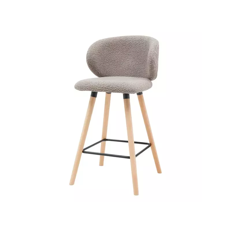 Chaise de bar tissu effet laine bouclette taupe - TIAGO