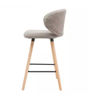 Chaise de bar tissu effet laine bouclette taupe - TIAGO