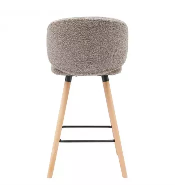 Chaise de bar tissu effet laine bouclette taupe - TIAGO