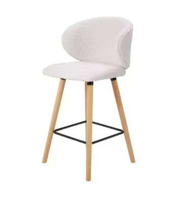 Meta title-Chaise snack tissu effet laine bouclette blanche