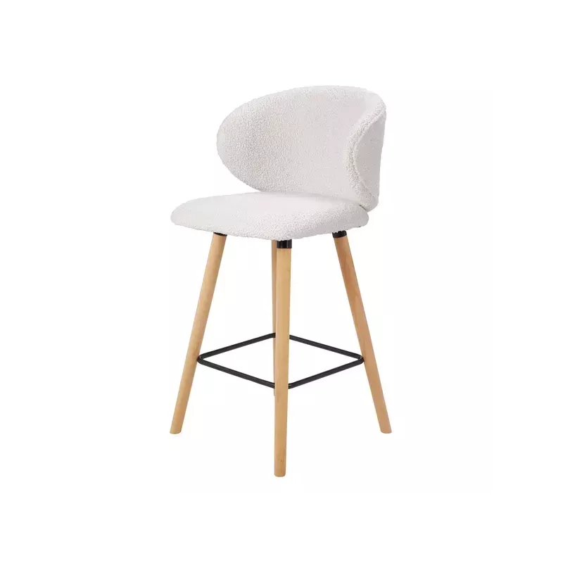 Meta title-Chaise snack tissu effet laine bouclette blanche