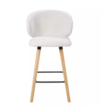 Meta title-Chaise snack tissu effet laine bouclette blanche
