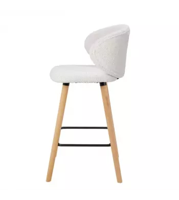 Meta title-Chaise snack tissu effet laine bouclette blanche