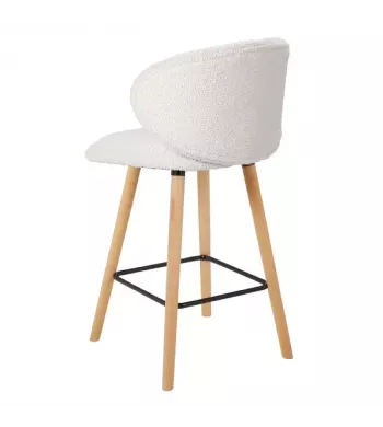 Meta title-Chaise snack tissu effet laine bouclette blanche