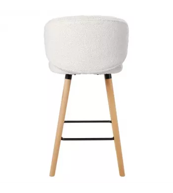 Meta title-Chaise snack tissu effet laine bouclette blanche