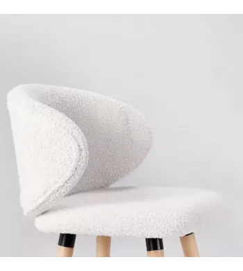 Meta title-Chaise snack tissu effet laine bouclette blanche