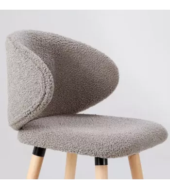 Chaise snack tissu effet laine bouclette taupe - TIAGO
