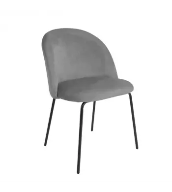 Chaise repas velours gris clair - YATA