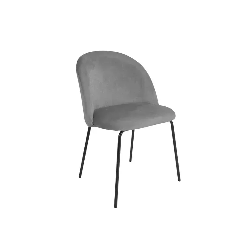 Chaise repas velours gris clair - YATA