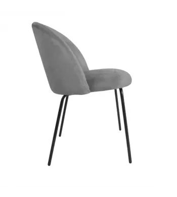 Chaise repas velours gris clair - YATA