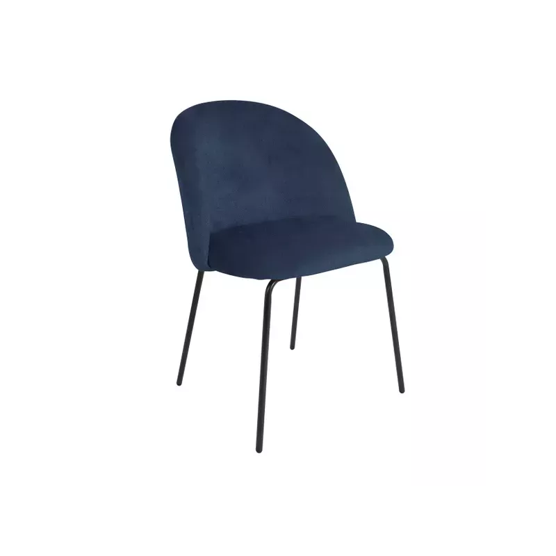 Chaise repas velours gris bleu - YATA
