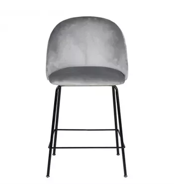 Chaise snack velours gris clair - YATA