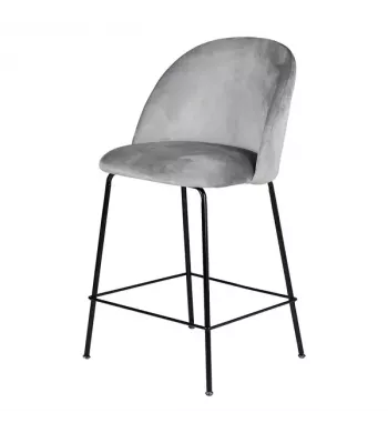 Chaise snack velours gris clair - YATA