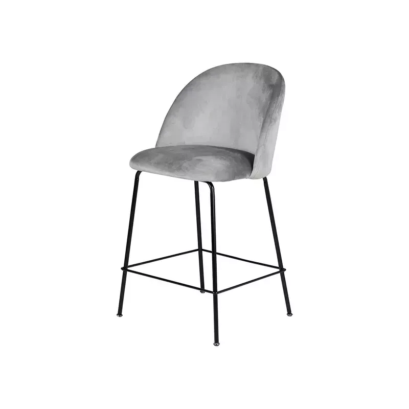 Chaise snack velours gris clair - YATA