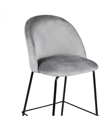 Chaise snack velours gris clair - YATA