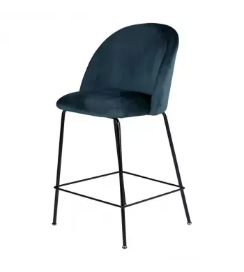 Chaise snack velours gris bleu - YATA