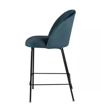 Chaise snack velours gris bleu - YATA