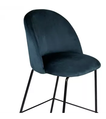 Chaise snack velours gris bleu - YATA