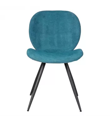 Chaise repas tissu bleu canard - ZINIA