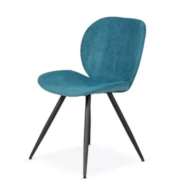 Chaise repas tissu bleu canard - ZINIA