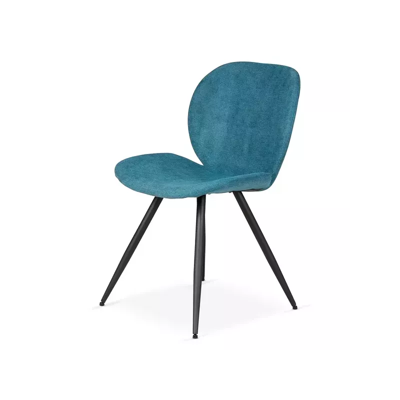 Chaise repas tissu bleu canard - ZINIA