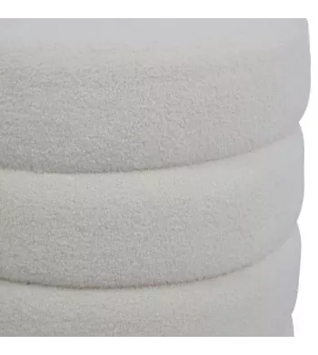Pouf tissu effet laine bouclette beige - FINO