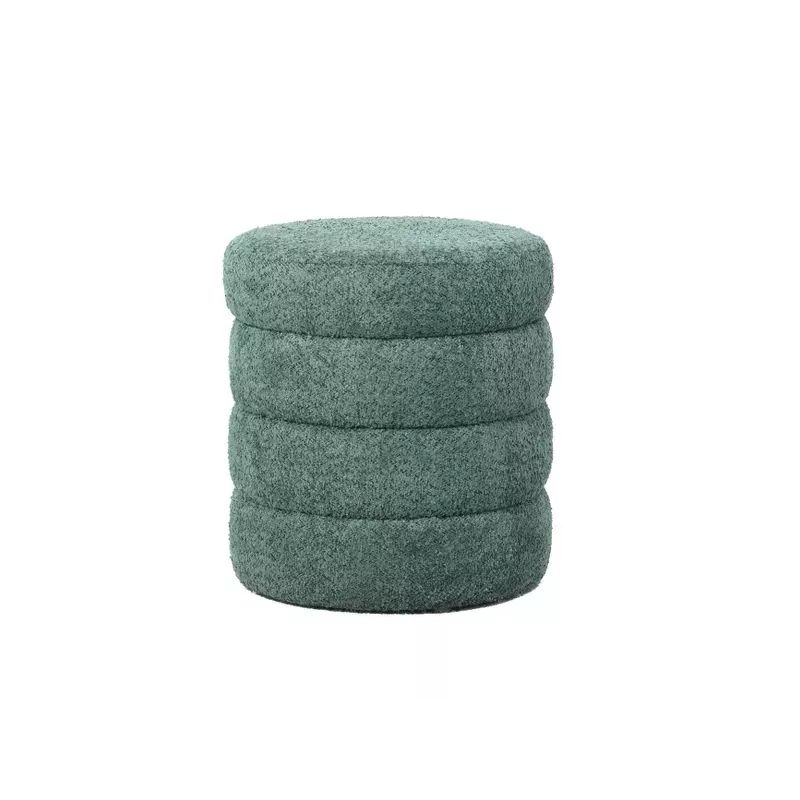 Pouf tissu effet fourrure rase vert émeraude - FINO