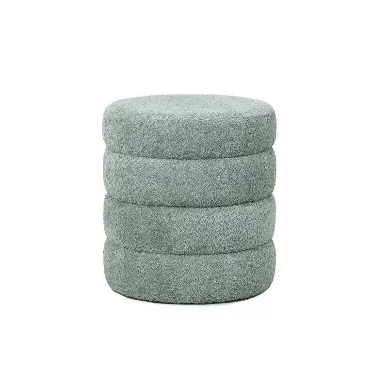 Meta title-Pouf tissu effet fourrure rase vert d'eau