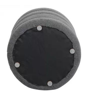 Pouf tissu effet laine bouclette gris bleu - FINO