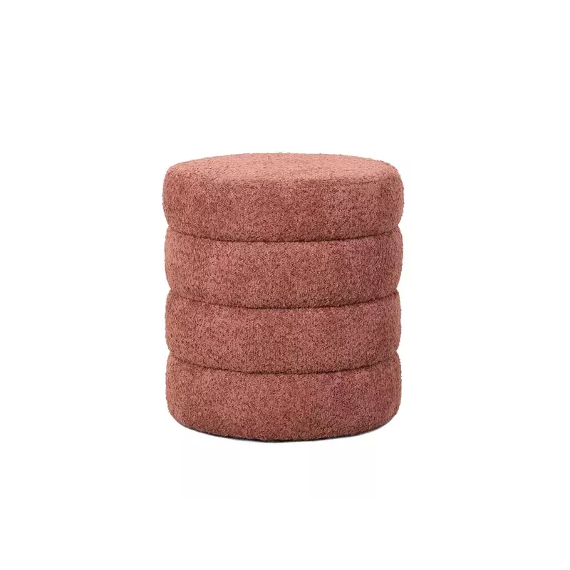 Pouf tissu effet fourrure rase vieux rose - FINO