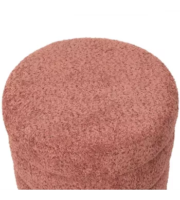 Pouf tissu effet fourrure rase vieux rose - FINO