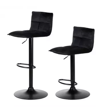Tabouret de bar velours noir - JORDI
