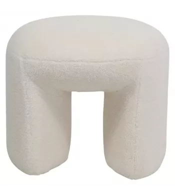Pouf tissu effet laine bouclette beige - LOMOS