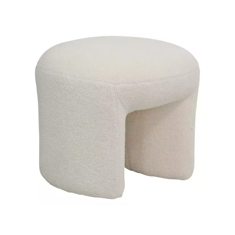 Pouf tissu effet laine bouclette beige - LOMOS