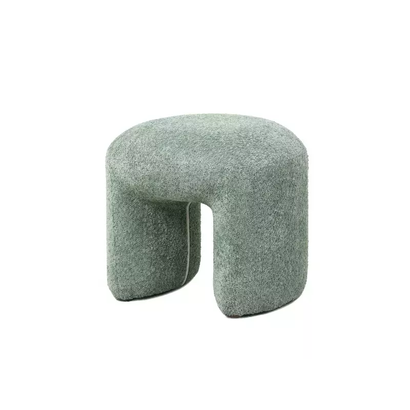 Pouf tissu effet fourrure rase vert d'eau - LOMOS