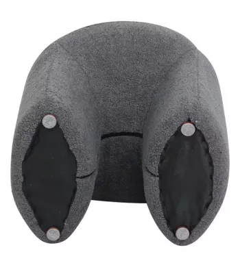 Pouf tissu effet laine bouclette gris bleu - LOMOS