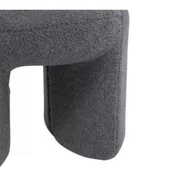 Pouf tissu effet laine bouclette gris bleu - LOMOS