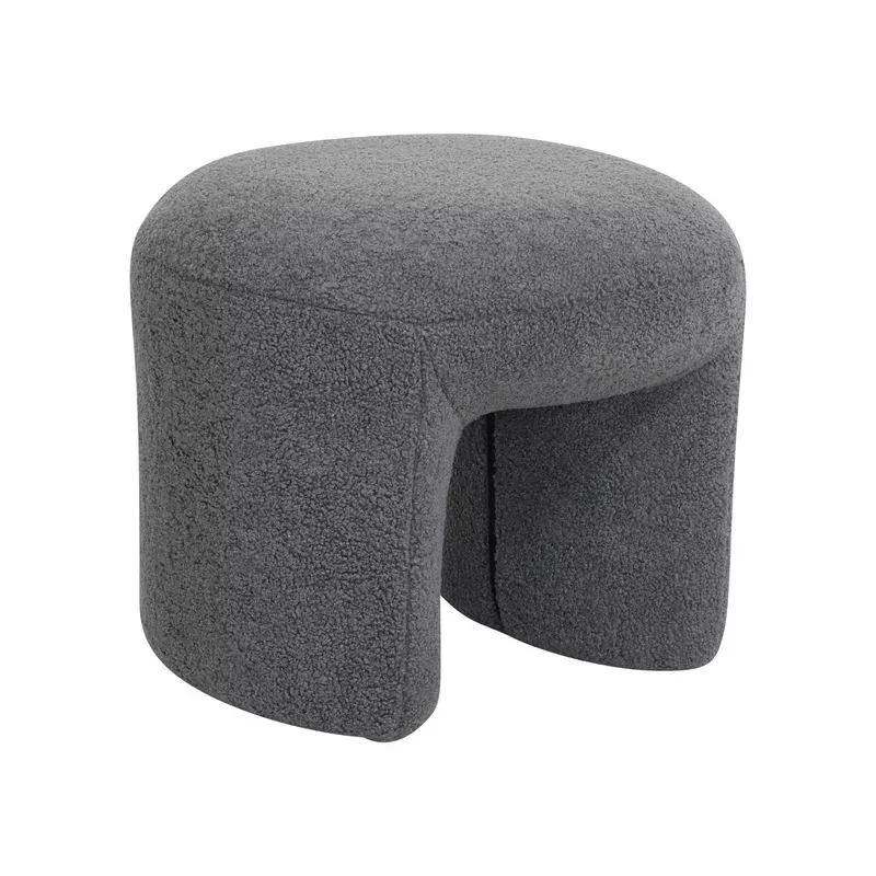 Pouf tissu effet laine bouclette gris bleu - LOMOS