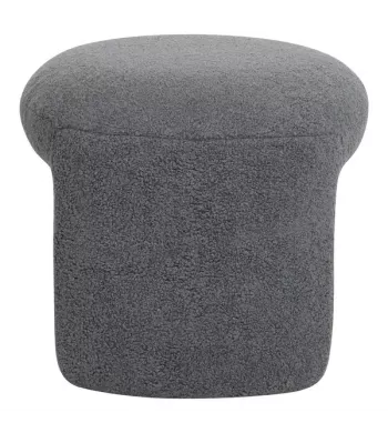 Pouf tissu effet laine bouclette gris bleu - LOMOS
