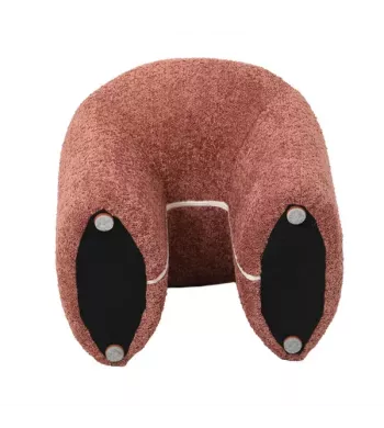 Pouf tissu effet fourrure rase vieux rose - LOMOS