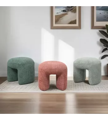 Pouf tissu effet fourrure rase vieux rose - LOMOS