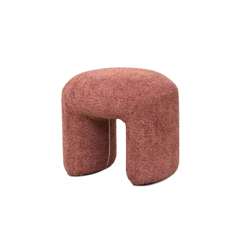 Pouf tissu effet fourrure rase vieux rose - LOMOS